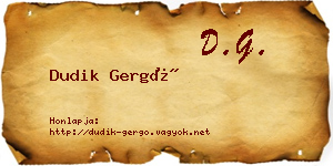 Dudik Gergő névjegykártya